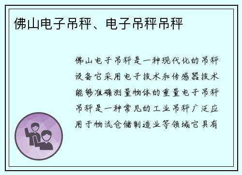 佛山电子吊秤、电子吊秤吊秤